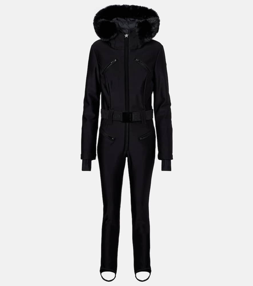 Goldbergh Glisser Faux Fur-trimmed Ski Jumpsuit In Black