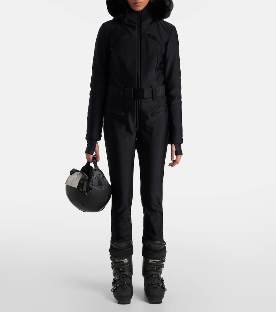 Goldbergh Glisser Faux Fur-trimmed Ski Jumpsuit In Black