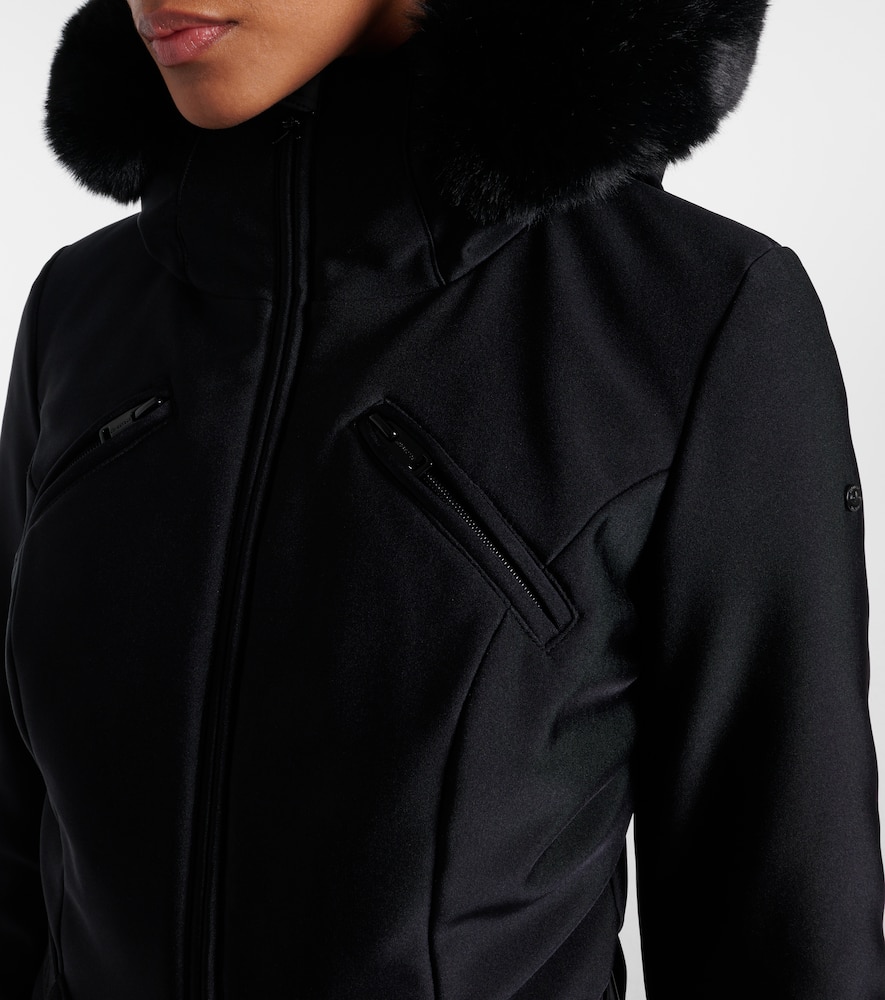 Goldbergh Glisser Faux Fur-trimmed Ski Jumpsuit In Black