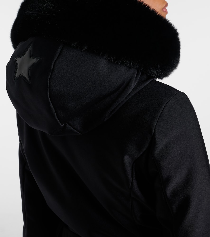 Goldbergh Glisser Faux Fur-trimmed Ski Jumpsuit In Black