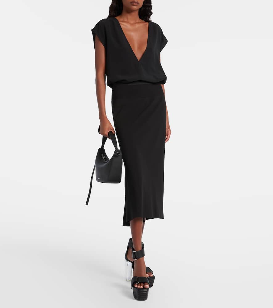 Rick Owens Charmeuse Midi Skirt In Black