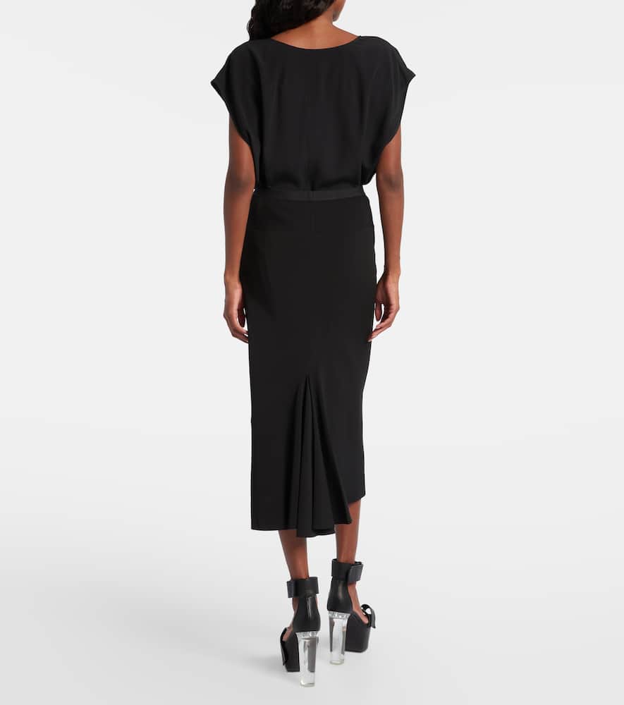Rick Owens Charmeuse Midi Skirt In Black