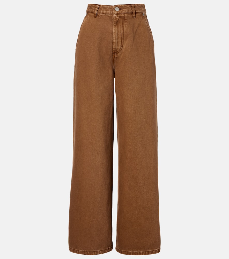 Ami Alexandre Mattiussi Cotton Twill Wide-leg Pants In Brown