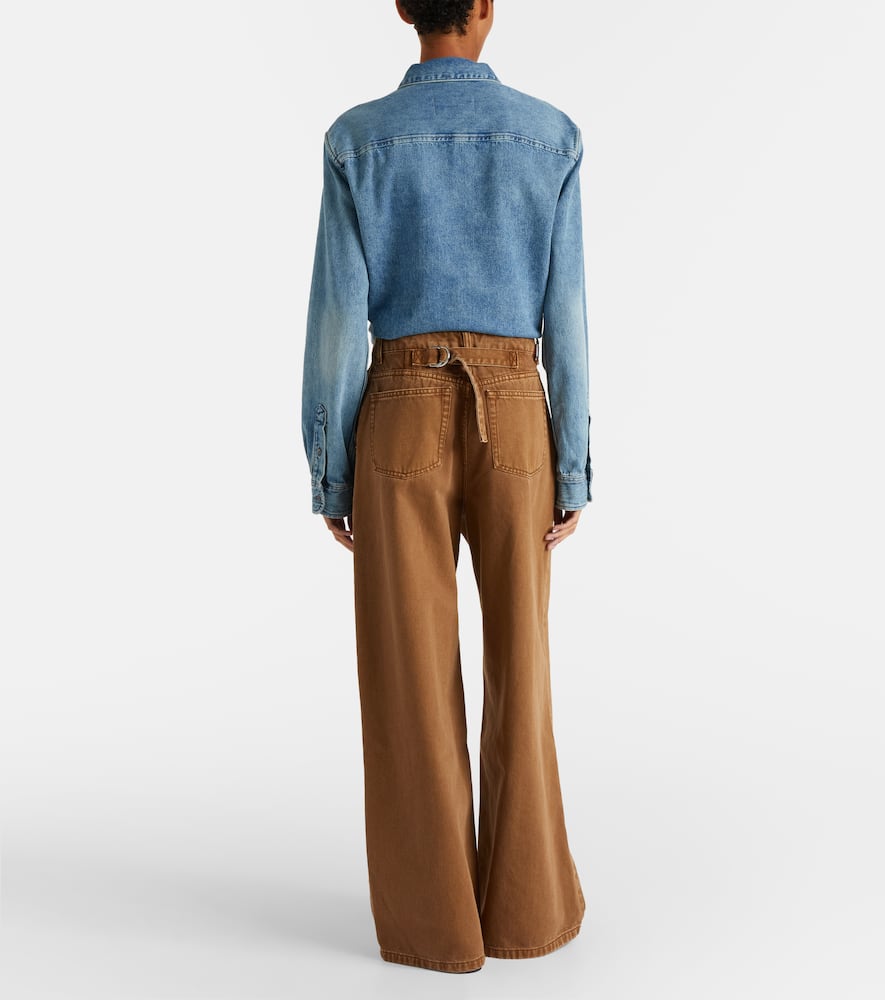 Ami Alexandre Mattiussi Cotton Twill Wide-leg Pants In Brown