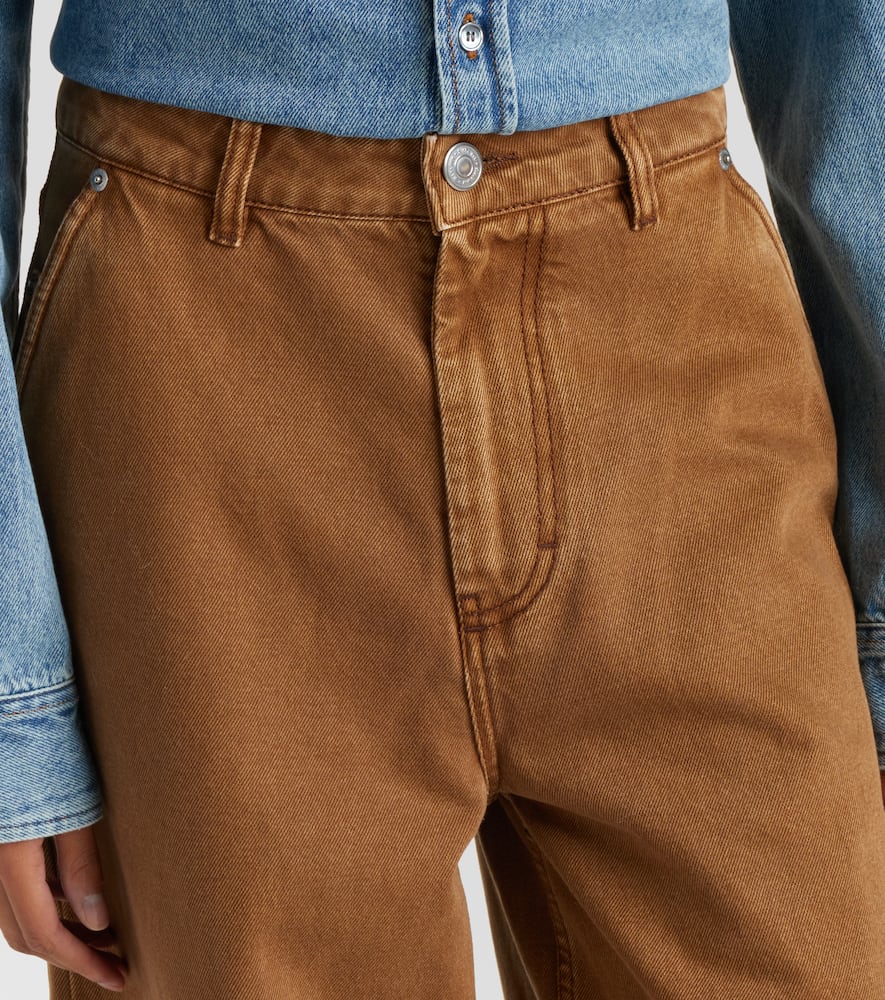 Ami Alexandre Mattiussi Cotton Twill Wide-leg Pants In Brown