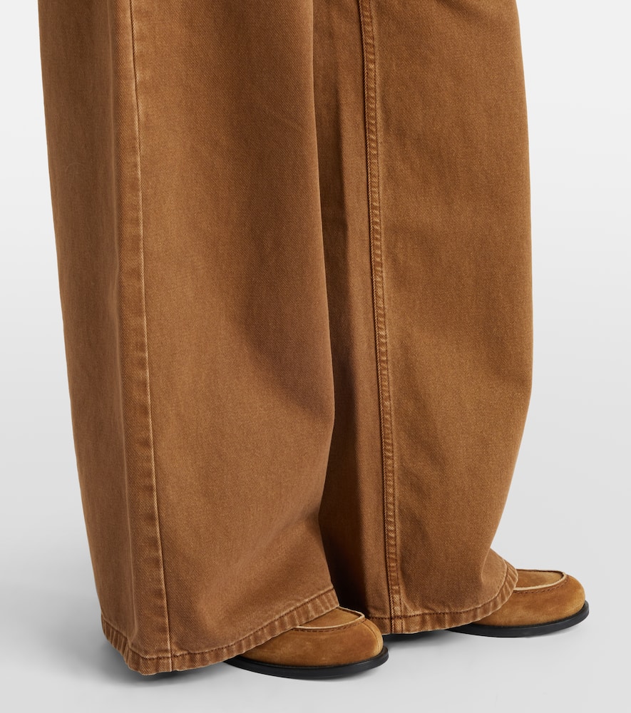 Ami Alexandre Mattiussi Cotton Twill Wide-leg Pants In Brown