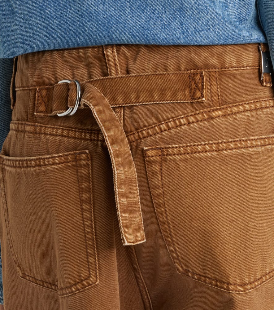 Ami Alexandre Mattiussi Cotton Twill Wide-leg Pants In Brown