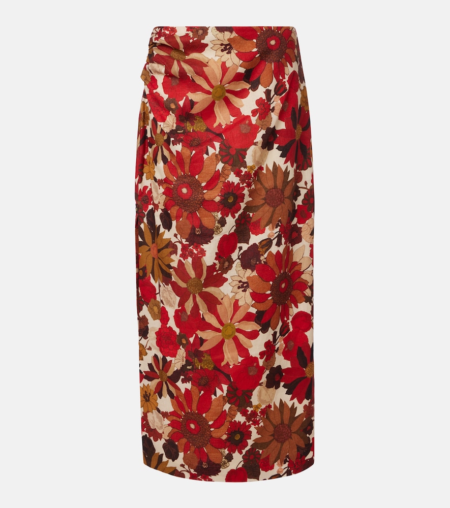 SIR Belleto gathered linen maxi skirt