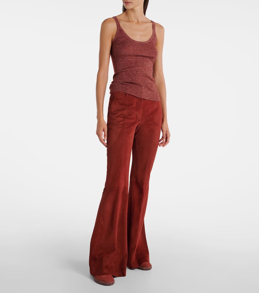 Gabriela Hearst Rhein Suede Flared Pants In Burgundy
