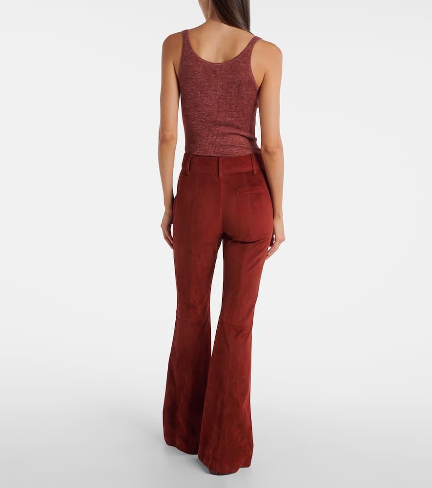Gabriela Hearst Rhein Suede Flared Pants In Burgundy