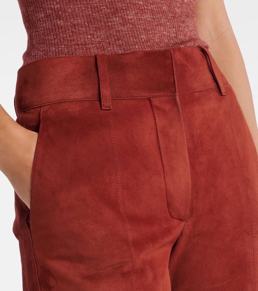 Gabriela Hearst Rhein Suede Flared Pants In Burgundy