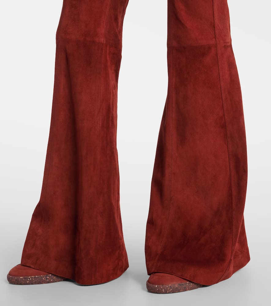 Gabriela Hearst Rhein Suede Flared Pants In Burgundy