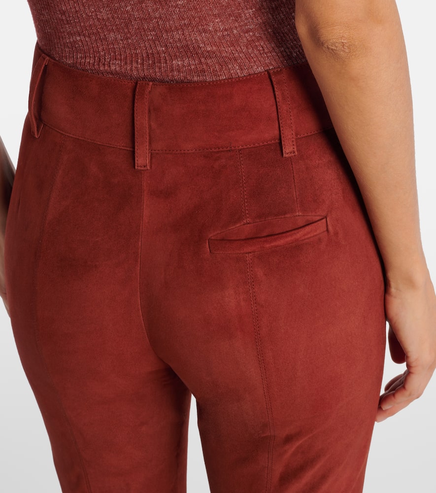 Gabriela Hearst Rhein Suede Flared Pants In Burgundy