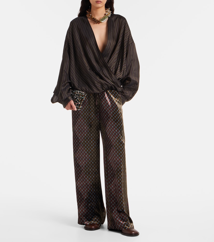 Dries Van Noten Dries Van Noten Bedruckte Hose Aus Satin 