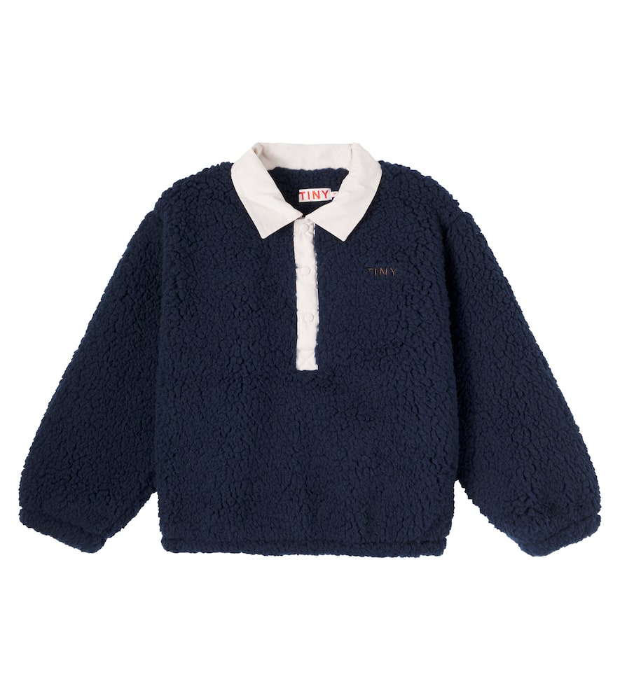 Tinycottons Kids' Faux Fur Polo Sweater In Blue