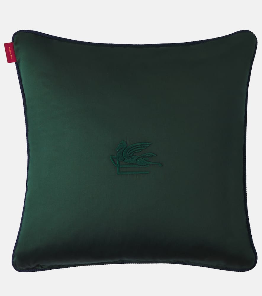 Etro Printed Cotton Cushion In Blue