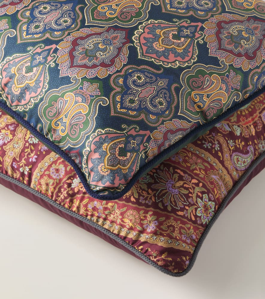 Etro Printed Cotton Cushion In Blue