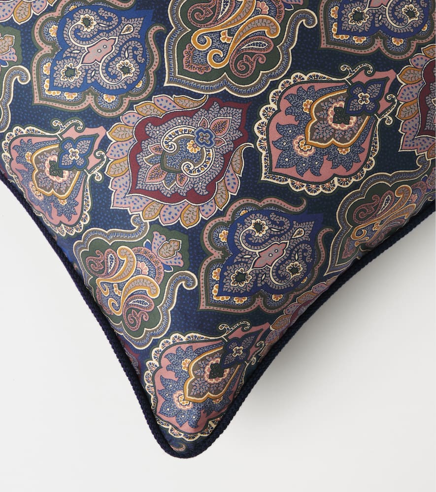 Etro Printed Cotton Cushion In Blue