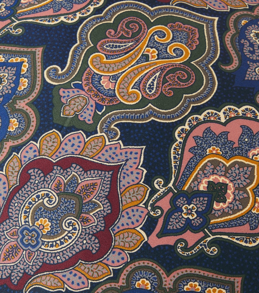 Etro Printed Cotton Cushion In Blue