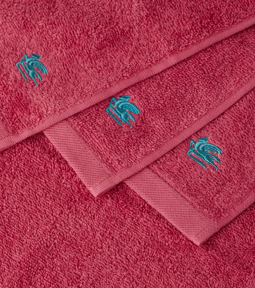 Etro Giano Set Of 4 Face Towels And Basket In Burgundy