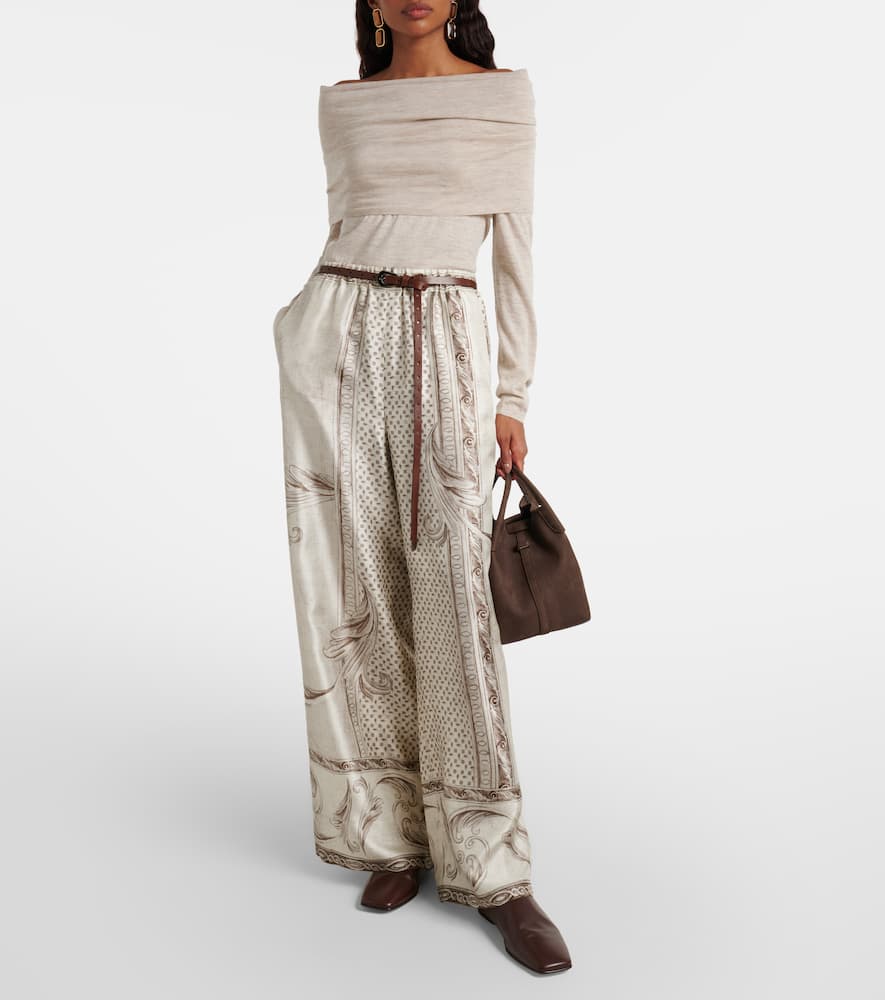 Max Mara Faretra Off-shoulder Cashmere Sweater In Neutral