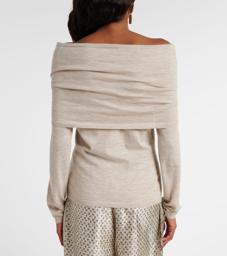 Max Mara Faretra Off-shoulder Cashmere Sweater In Neutral
