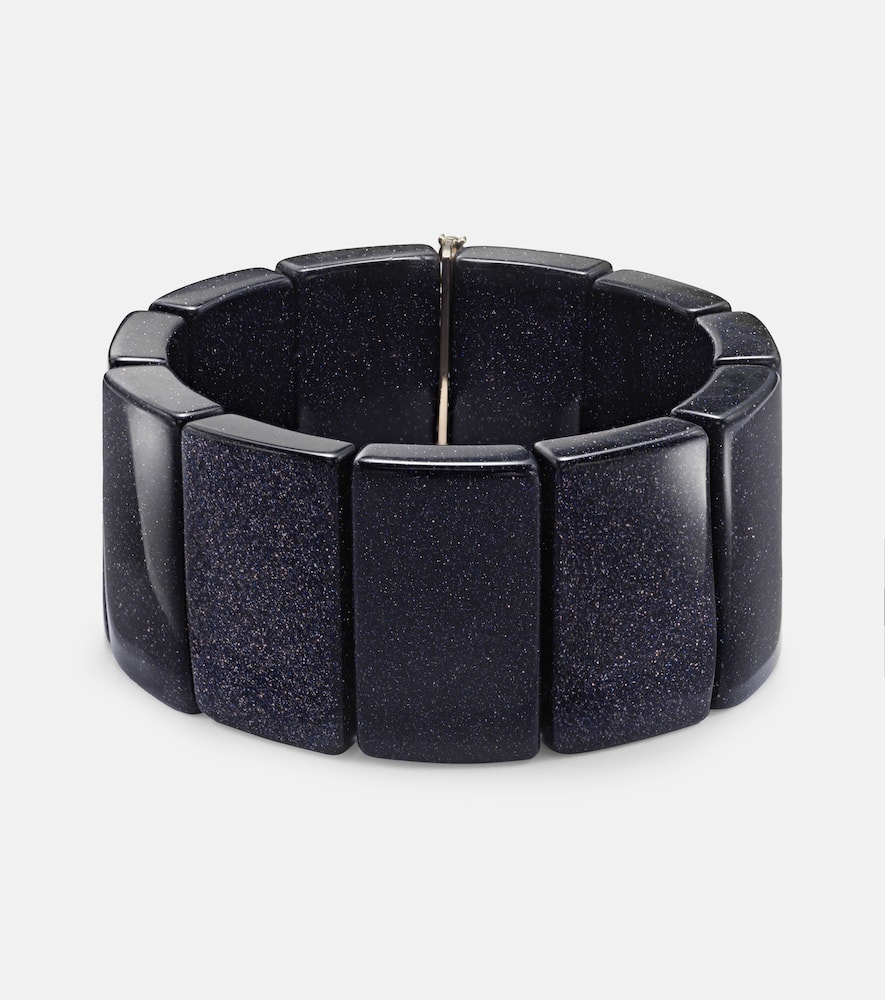 Sydney Evan Blue Goldstone And 14kt Gold Bracelet With Diamonds In Black