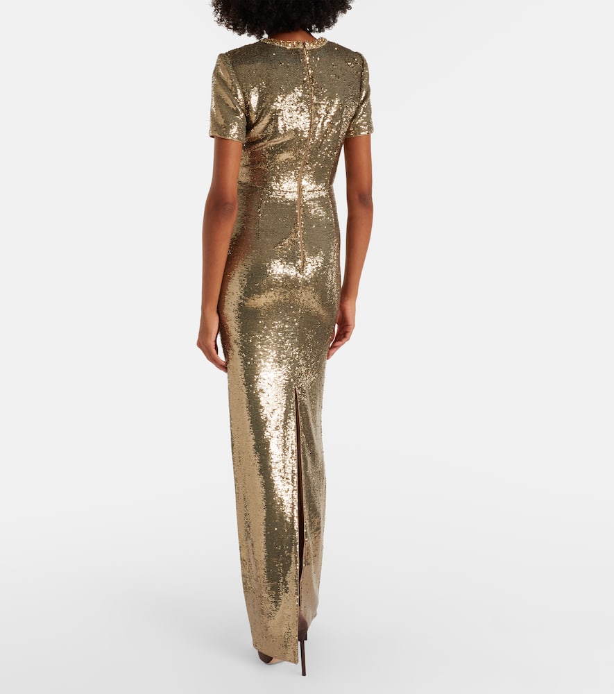 Roland Mouret Crystal-embellished Sequined Gown In Multi