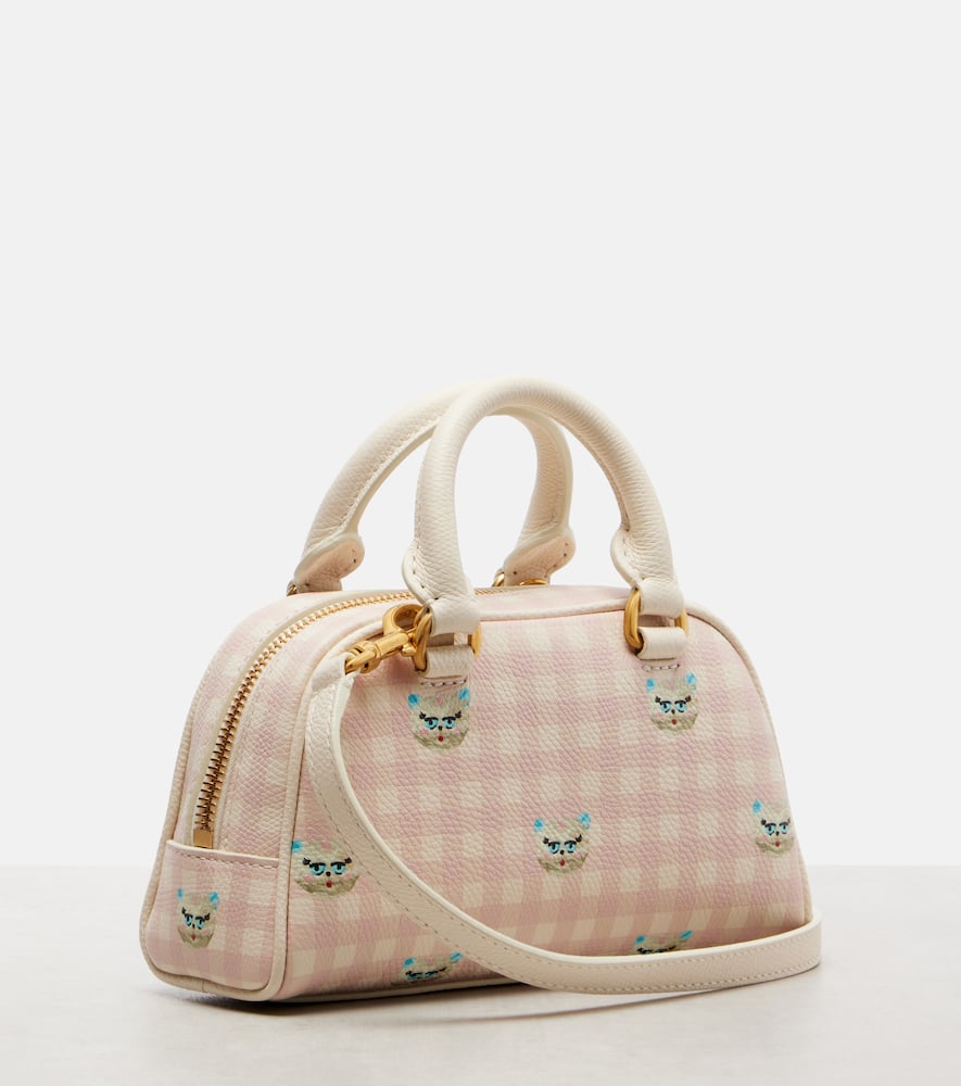 Valentino Gingham Leather Tote Bag In Pink