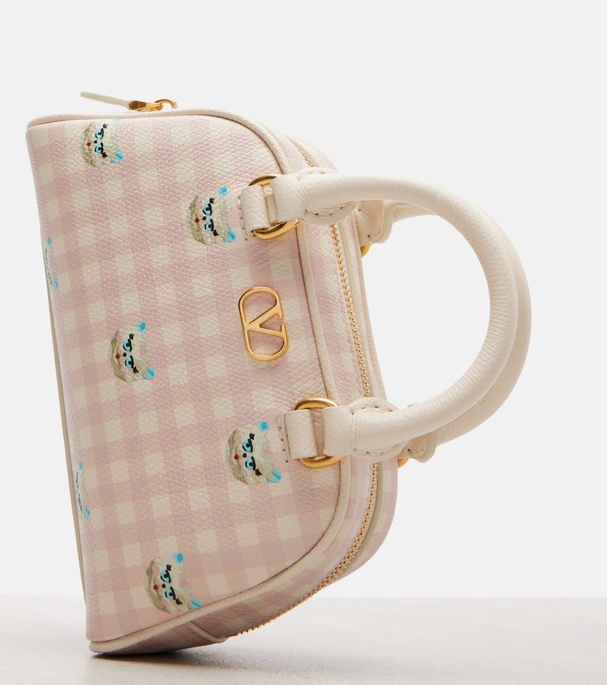 Valentino Gingham Leather Tote Bag In Pink