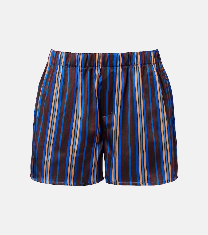 Asceno Franca striped silk charmeuse pajama shorts