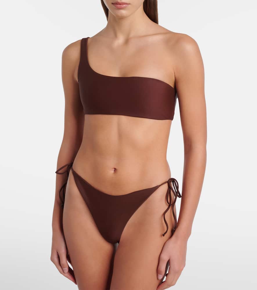 Jade Swim Eliza One-shoulder Bikini Top In Brown