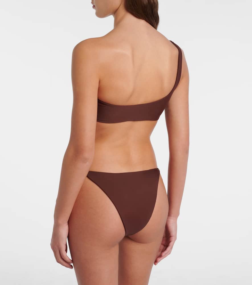 Jade Swim Eliza One-shoulder Bikini Top In Brown