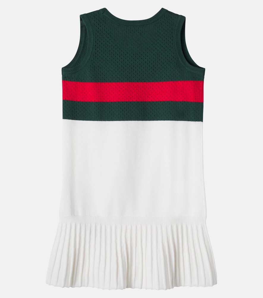  Gucci Kids Gucci Kids Web Stripe Pointelle Cotton Dress 