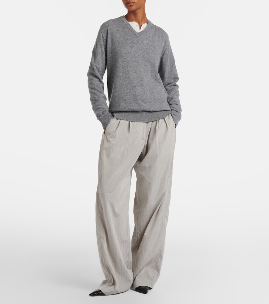 The Row Iven pleated silk-blend wide leg pants