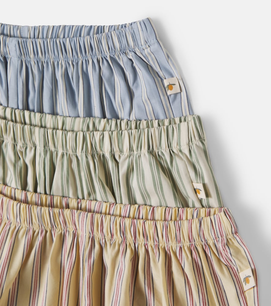  Konges Slojd Konges Slã¸jd Azur Set Of 3 Striped Cotton Poplin Shorts 