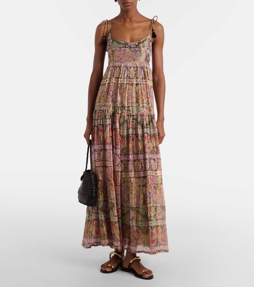 Rixo Kamilah floral lamé maxi dress