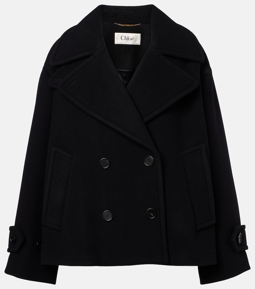 Chloe Women's Black Double-Breasted Wool-Blend Peacoat UK Size 6 - Mytheresa