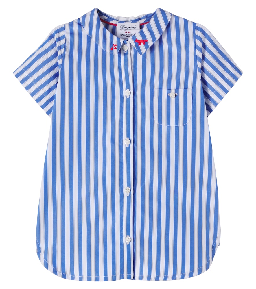 Bonpoint Blue X Maison Kitsune Baby Lydiah Striped Cotton Dress M Size 18 - Mytheresa