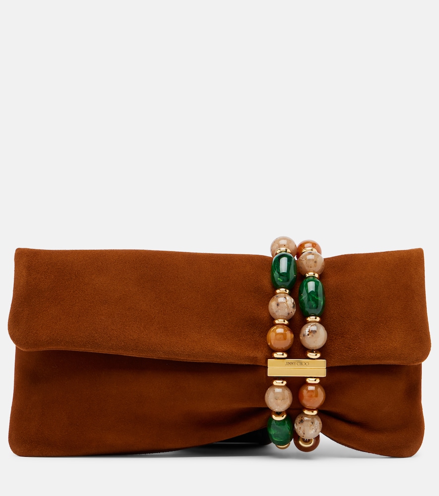 Verzierte Clutch Zandra aus Veloursleder