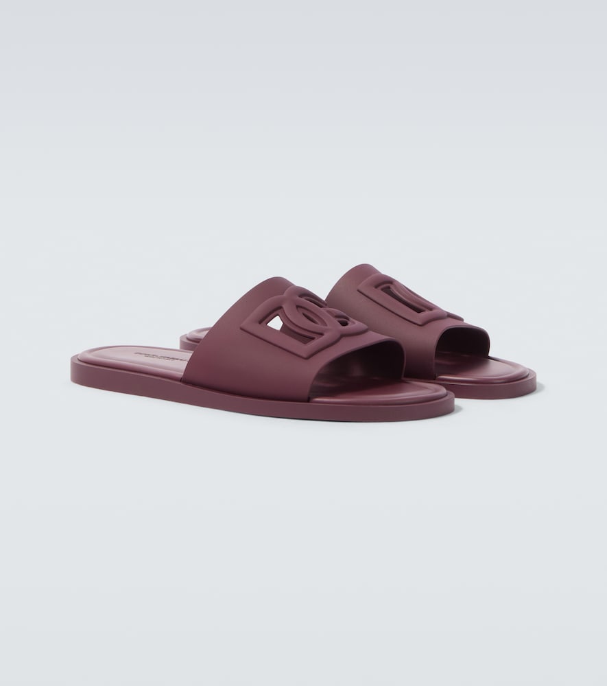 Dolce & Gabbana Dg Rubber Slides In Burgundy