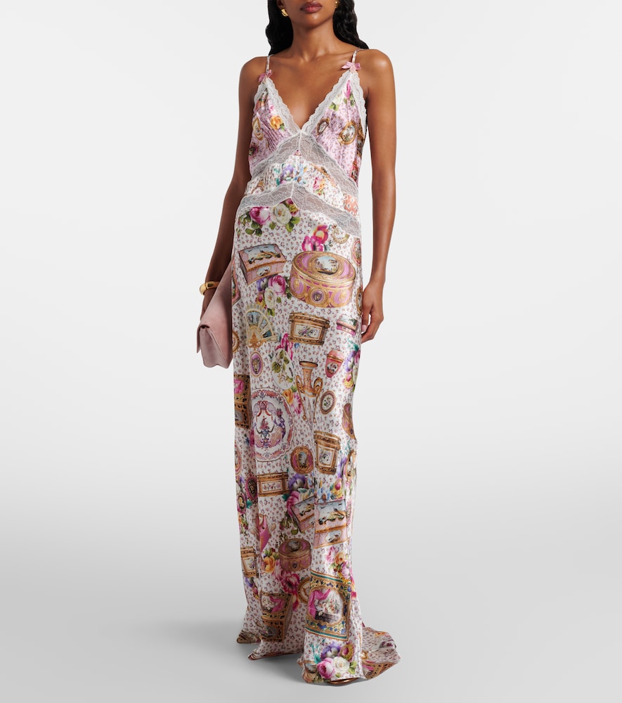 Camilla Lace-trimmed printed silk maxi dress