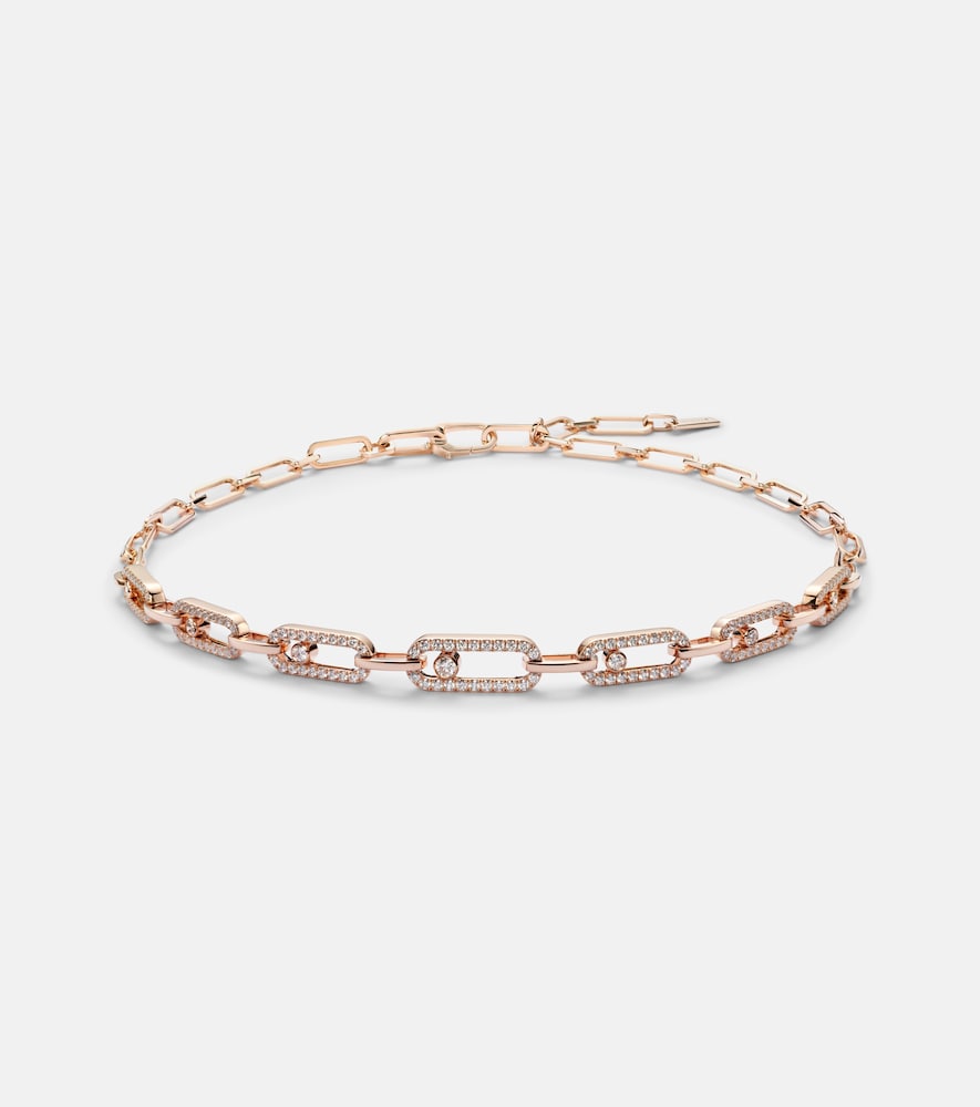 Choker Move Link in oro rosa 18kt con diamanti