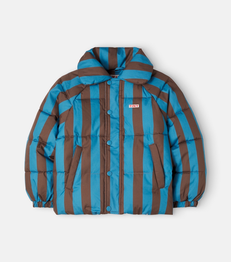 Tinycottons Striped Cotton Puffer Jacket In Blue