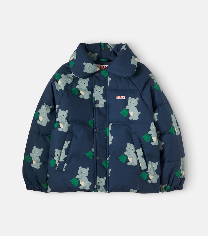 Tinycottons Printed Cotton Puffer Jacket In Blue