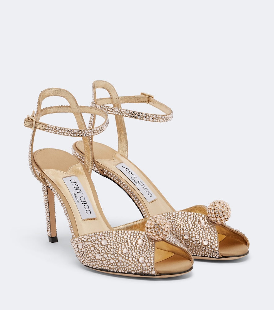 Jimmy Choo Sacora Crystal-embellished Sandals In Gold/gold Quartz