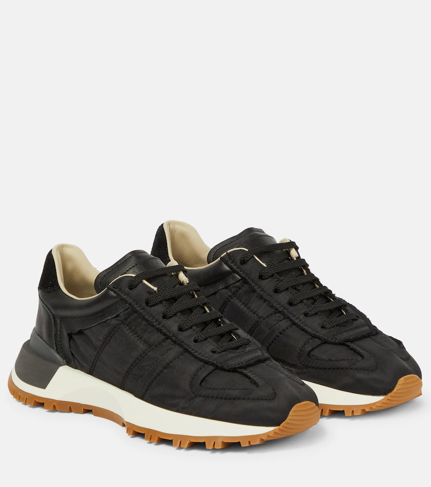 Nylon and suede sneakers