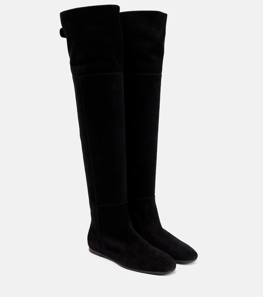Loro Piana Ada over-the-knee suede boots | Smart Closet Over The Knee Suede Boots Flat