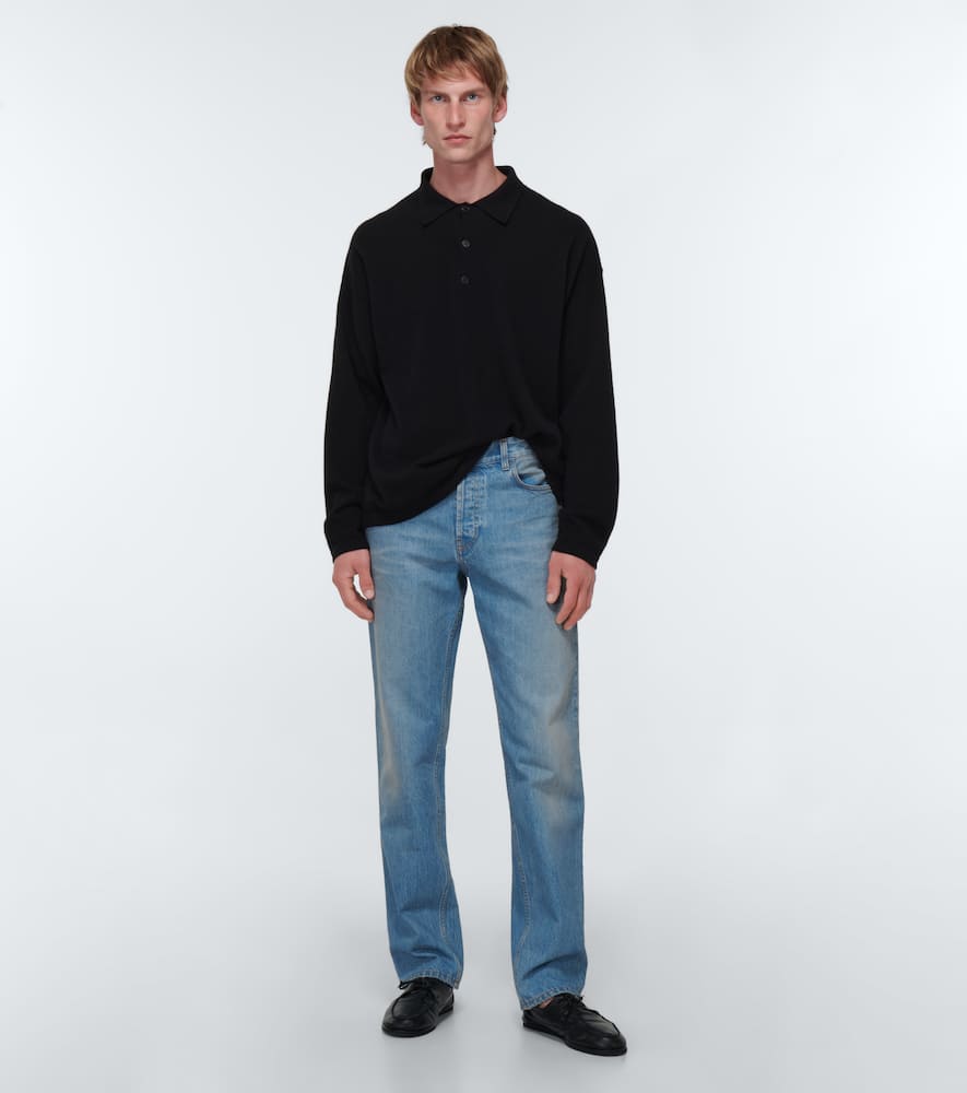 Shop The Row Djon Cashmere Polo Sweater In Black