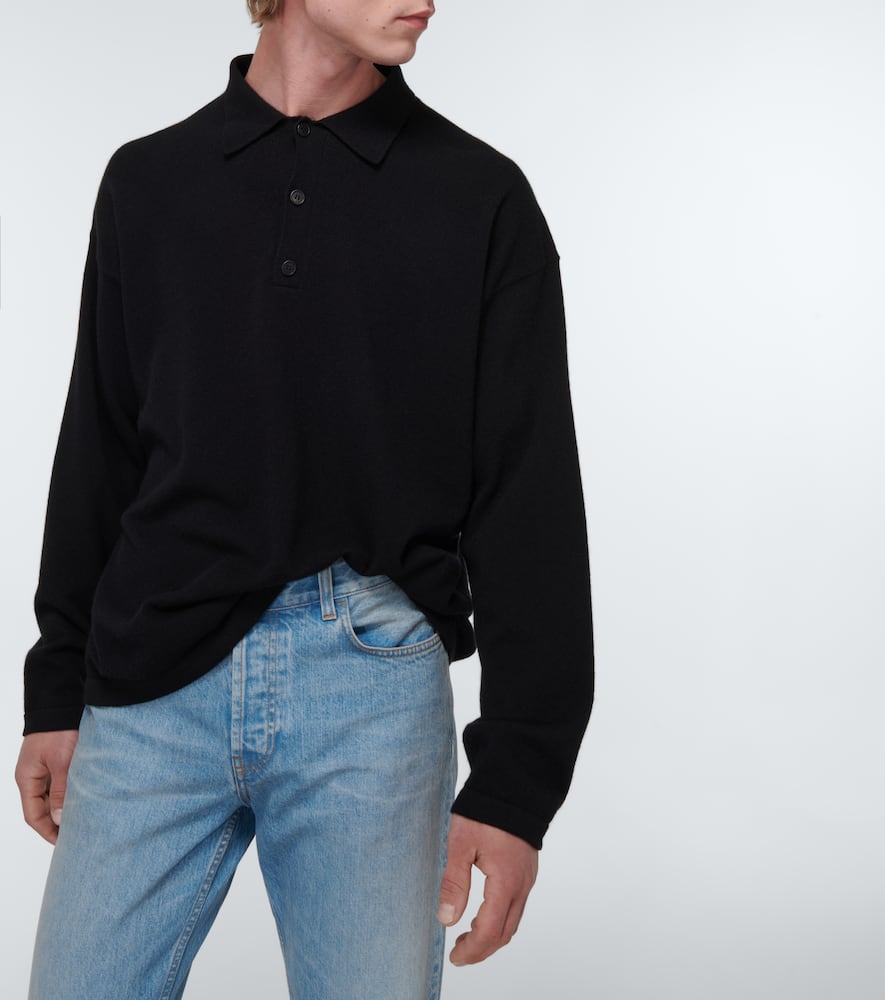 Shop The Row Djon Cashmere Polo Sweater In Black